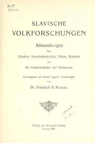 Slavische Volkforschungen