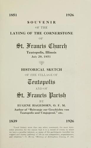 Souvenir of the laying of the cornerstone of St. Francis Church, Teutopolis, Illinois, July 20, 1851