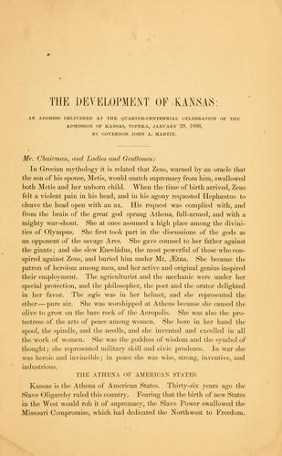 Address delivered at the quarter-centennial celebration of the admission of Kansas as a state