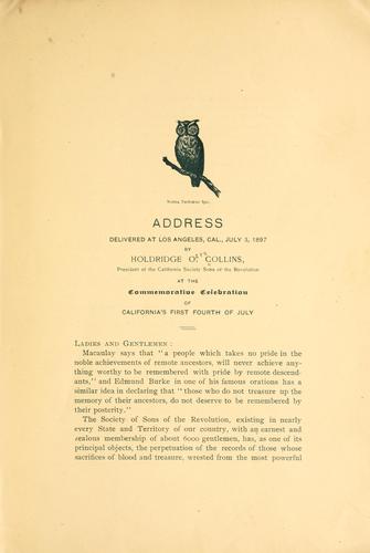 Address delivered at Los Angeles, Cal., July 3, 1897