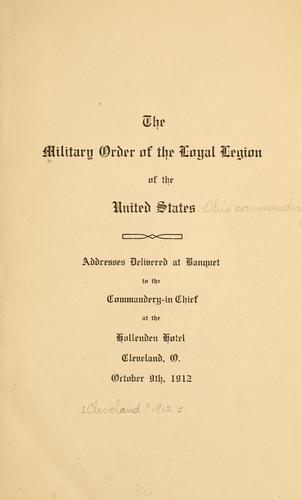 Addresses delivered at banquet to the Commandery-in chief at the Hollenden hotel