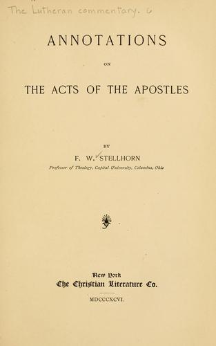 Annotations on the Acts of the Apostles