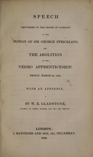 Speech delivered in the House of Commons on the motion of Sir George Strickland