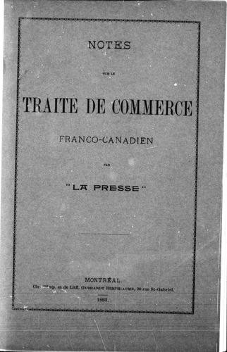 Notes sur le traité de commerce franco-canadien