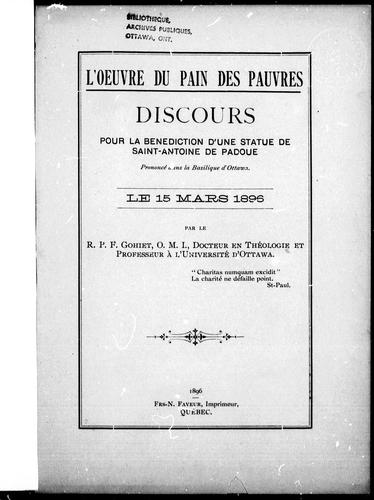 L' oeuvre du pain des pauvres