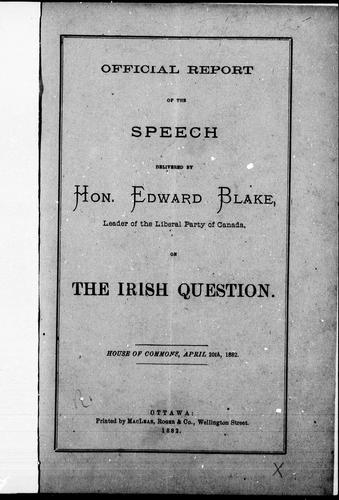 Official report of the speech on the Irish question