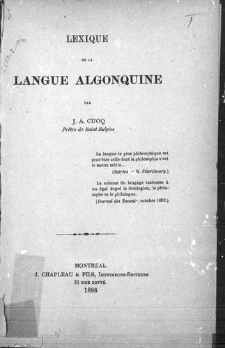 Lexique de la langue algonquine