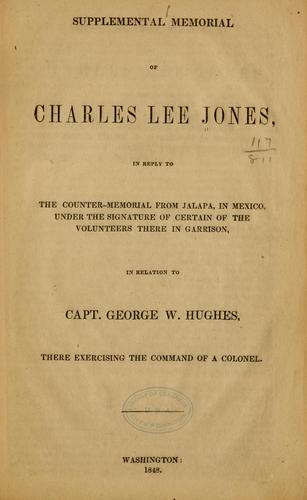 Supplemental memorial of Charles Lee Jones