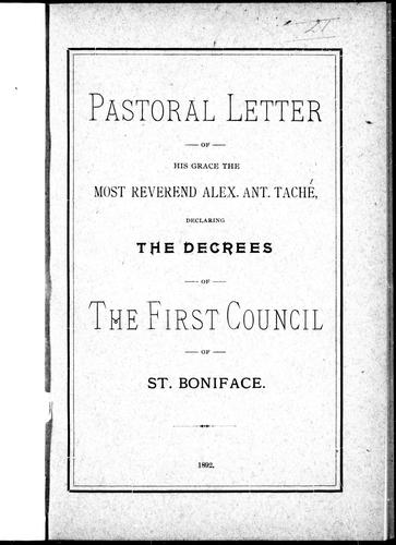 Pastoral letter declaring the decrees of the first Council of St. Boniface