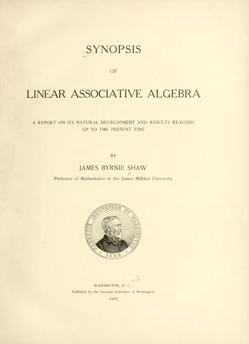 Synopsis of linear associative algebra