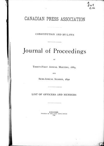 Constitution and by-laws, journal of proceedings