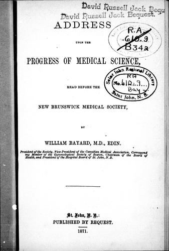 Address upon the progress of medical science