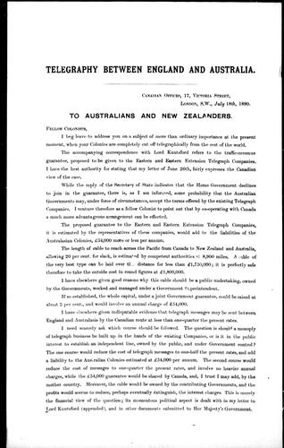 Telegraphy between England and Australia