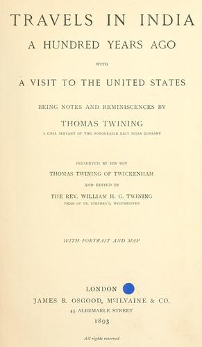 Travels in India a hundred years ago