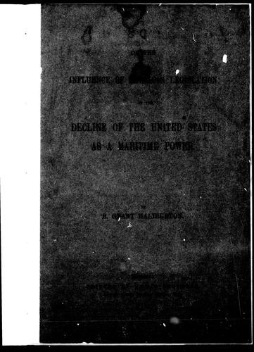 On the influence of American legislation on the decline of the United States as a maritime power
