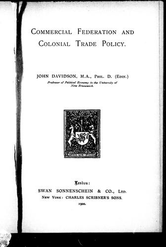 Commercial federation and colonial trade policy