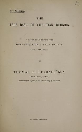 The true basis of Christian reunion