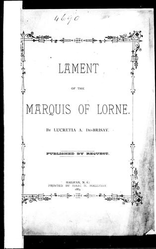 Lament of the Marquis of Lorne