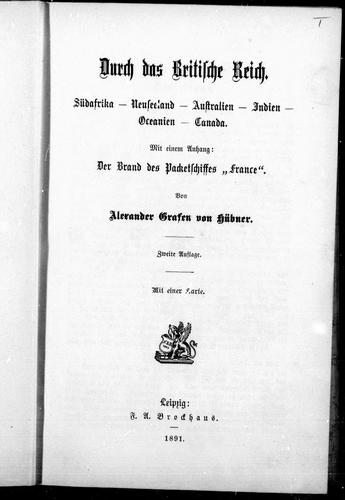 Durch das Britische Riche, Südafrika, Neuseeland, Australien, Indien, Oceanien, Canada