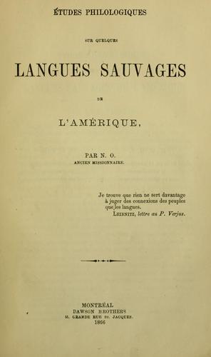 Études philologiques sur quelques langues sauvages de l'Amérique