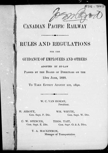 Rules and regulations for the guidance of employees and others