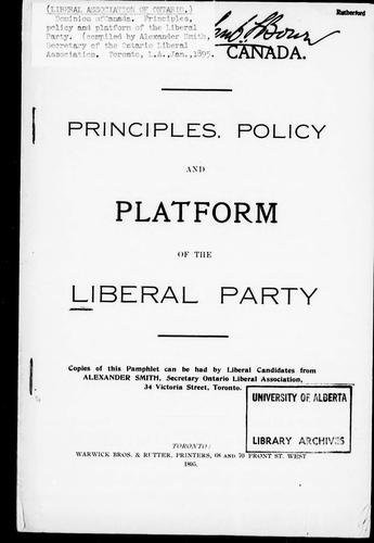 Principles, policy and platform of the Liberal Party