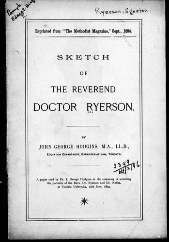 Sketch of the Reverend Doctor Ryerson