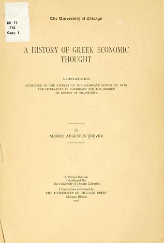A history of Greek economic thought ..