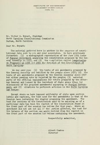 Amendments to the Constitution of North Carolina proposed by the General Assembly, 1937-1957