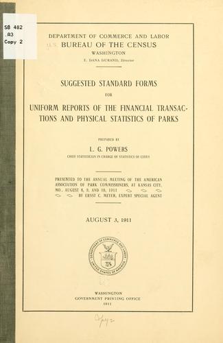 Suggested standard forms for uniform reports of the financial transactions and physical statistics of parks