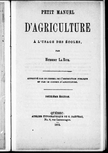 Petit manuel d'agriculture à l'usage des écoles