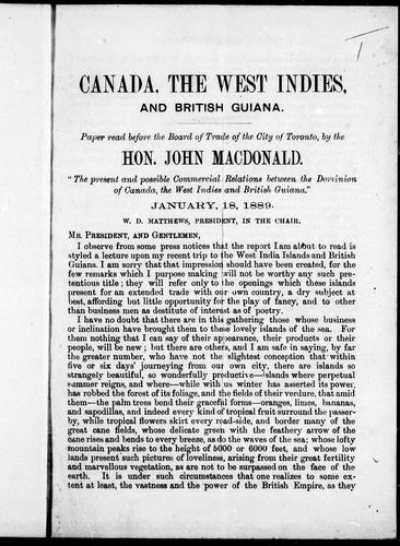 Canada, the West Indies, and British Guiana