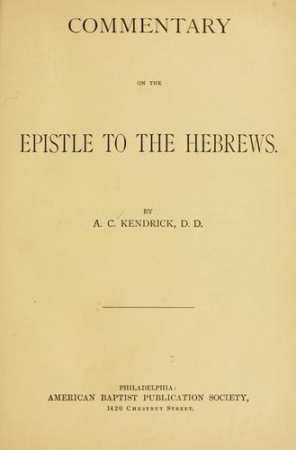 Commentary on the epistle to the Hebrews