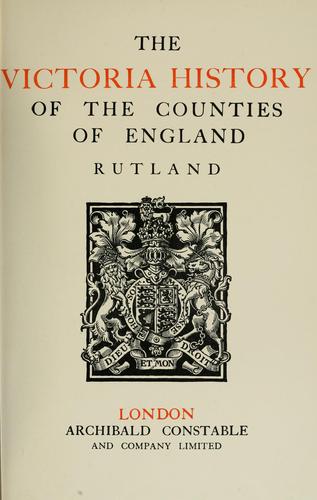 The Victoria history of the county of Rutland