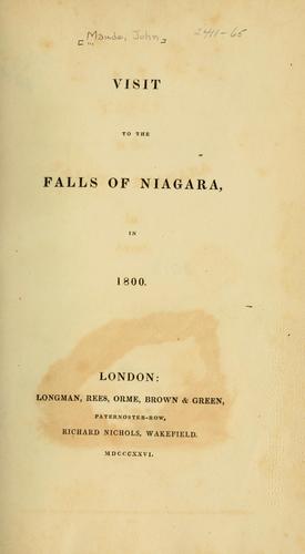 Visit to the falls of Niagara in 1800