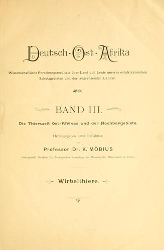 Die Thiewelt Ost-Afrikas und der Nachbargebiete