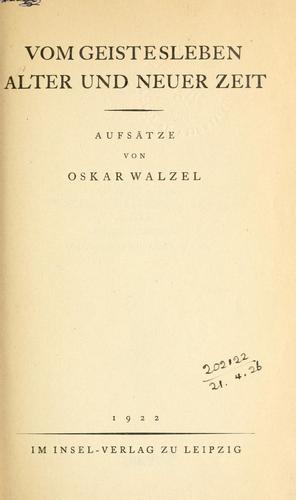 Vom Geistesleben alter und neuer Zeit