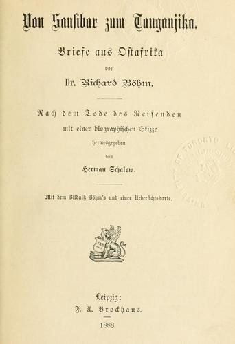 Von Sansibar zum Tanganjika