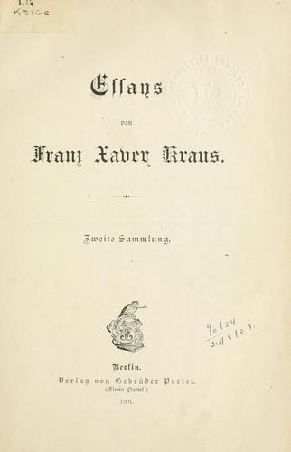 Essays: zweite Sammlung