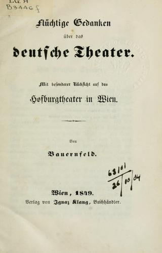 Flüchtige Gedanken über das deutsche Theater