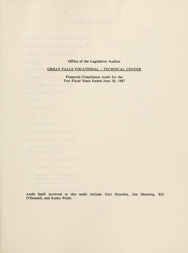 Great Falls Vocational-Technical Center, financial-compliance audit for the two fiscal years ended June 30, 1987