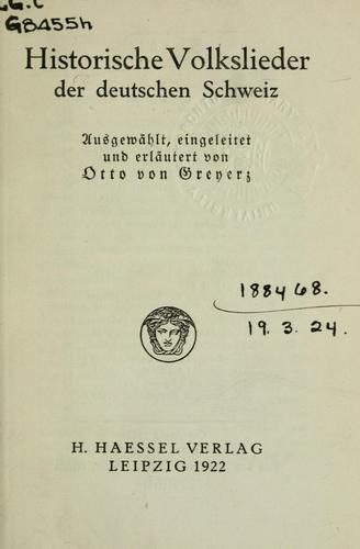 Historische Volkslieder der deutschen Schweiz
