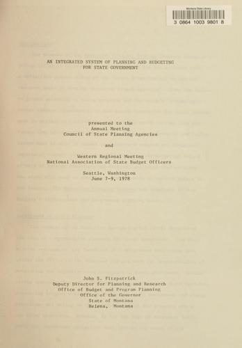 An integrated system of planning and budgeting for state government