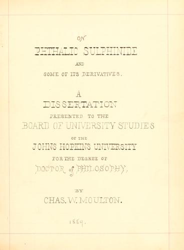 On phthalic sulphinide and some of its derivatives