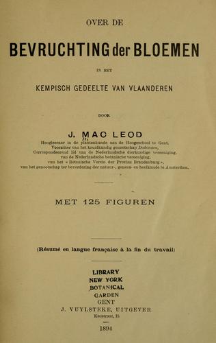 Over de bevruchting der bloemen in het kempisch gedeelte van Vlaanderen