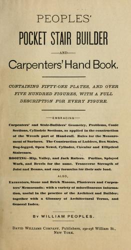 Peoples' pocket stair builder and carpenters' hand book . .