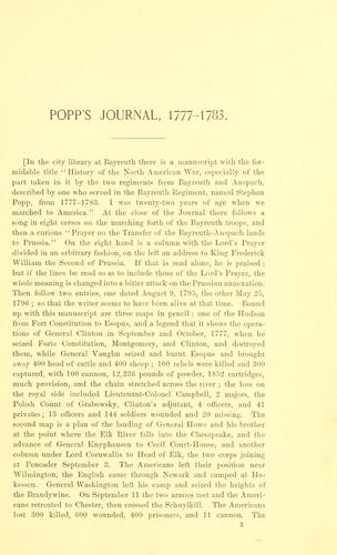 Popp's Journal, 1777-1783