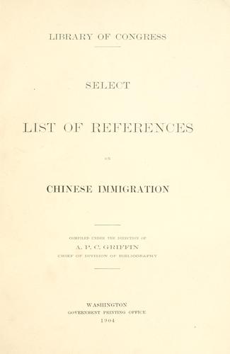 Select list of references on Chinese immigration