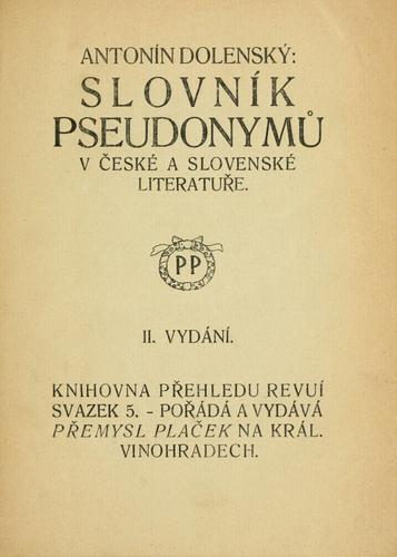 Slovník pseudonymu v eské a slovenské literatue