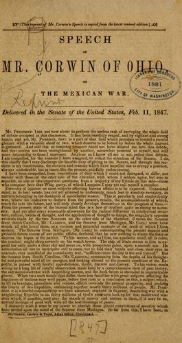 Speech of Mr. Corwin of Ohio, on the Mexican war